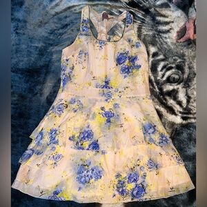 Juicy Couture Tiered Tunic or Dress with Blue & Yellow Beaded Florals Y2K